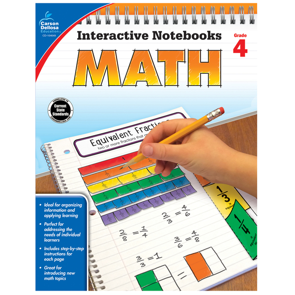 Carson Dellosa Interactive Notebooks - Math Resource Book, Grade 4 104649